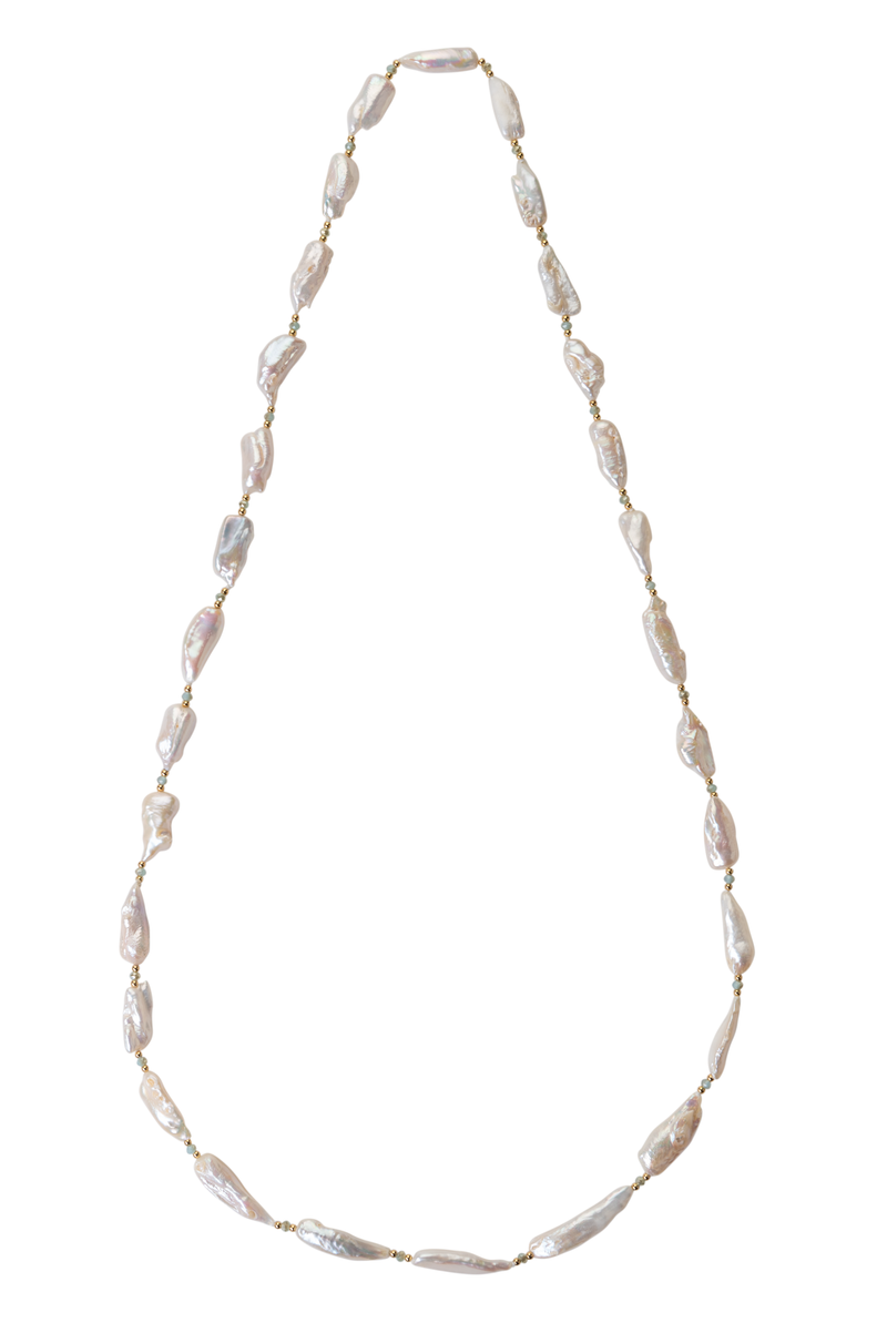 Topaz and stick pearl necklace
