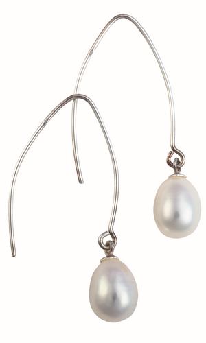 Minimalist pearl drop earrings