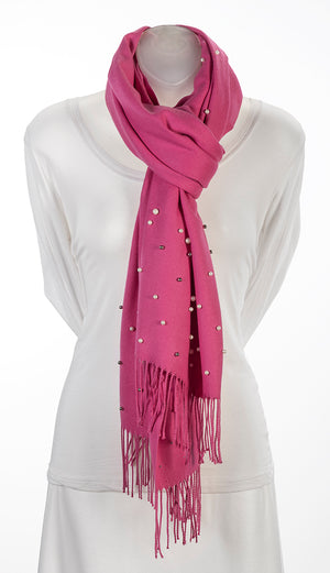 Fuchsia cashmere and pearl pashmina