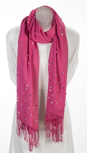 Fuchsia cashmere and pearl pashmina