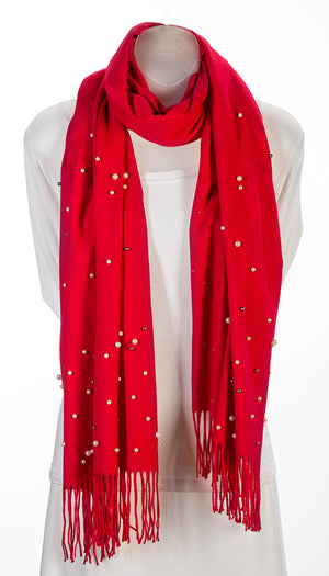 Red cashmere and pearl pashmina