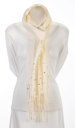 Light Tan cashmere and pearl pashmina