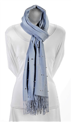 Silver blue cashmere and pearl pashmina