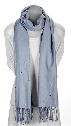 Silver blue cashmere and pearl pashmina