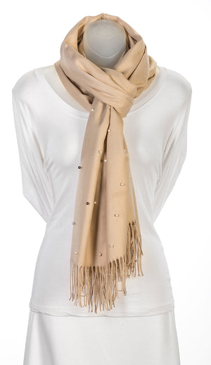 Camel cashmere and pearl pashmina