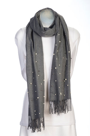 Charcoal cashmere and pearl pashmina