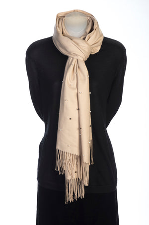 Camel cashmere and pearl pashmina