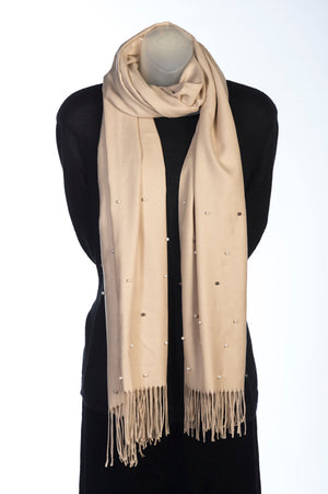 Camel cashmere and pearl pashmina