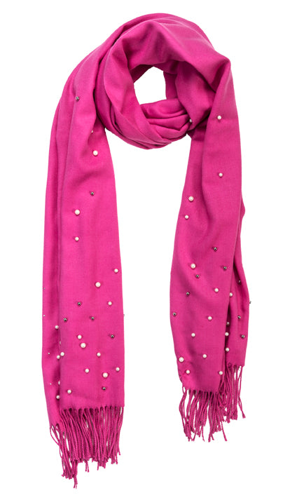 Fuchsia cashmere and pearl pashmina