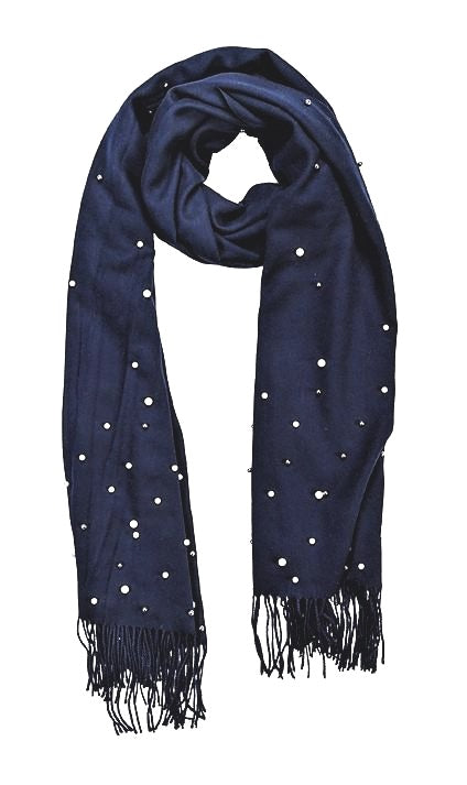 Navy cashmere and pearl pashmina