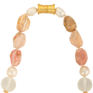 Pink opal and Edison pearl necklace