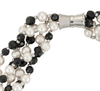 Five-strand jet bead and white pearl necklace