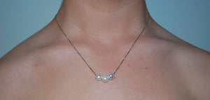 Triple floating pearl necklace