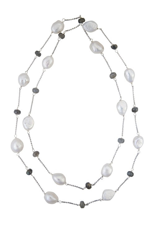 Pearl and labradorite necklace