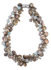 Blue jasper and bronze coin pearl necklace