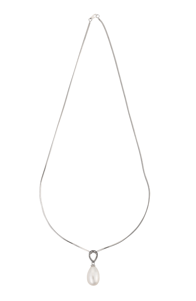 Teardrop pearl and Swarovski necklace