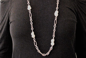 35" Stainless and Baroque Pearl Necklace