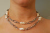 35" Stainless and Baroque Pearl Necklace