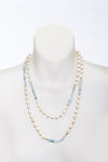 43” Aquamarine and Freshwater Baroque Pearl Necklace