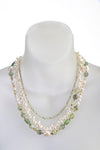 Peridot, hairstone, and pearl necklace