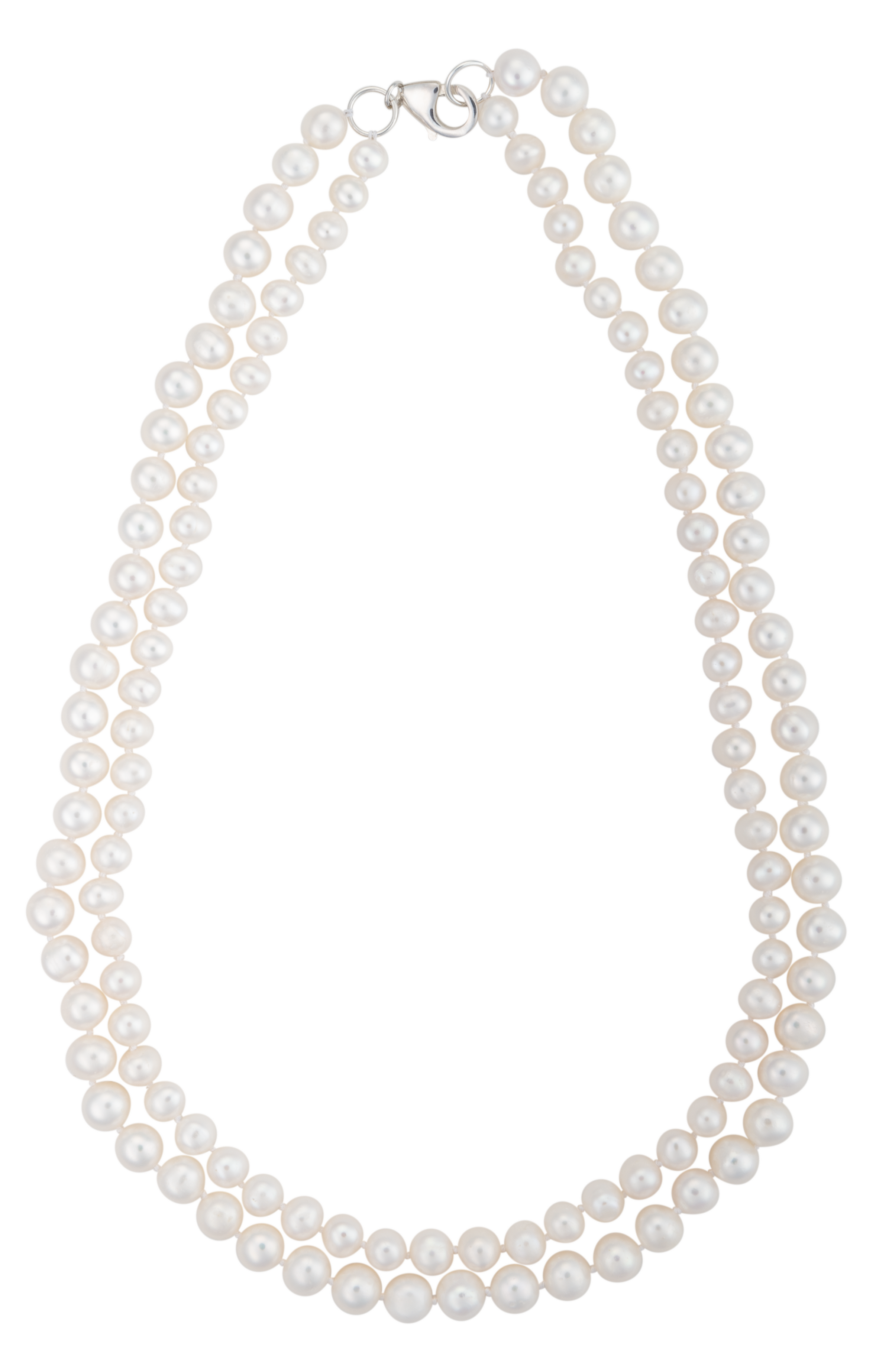 Five-strand white pearl necklace