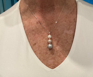 Drop-pearl silver necklace