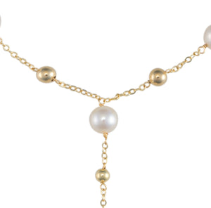 Freshwater Pearl 9ct Gold Lariat with Hanging Pearls