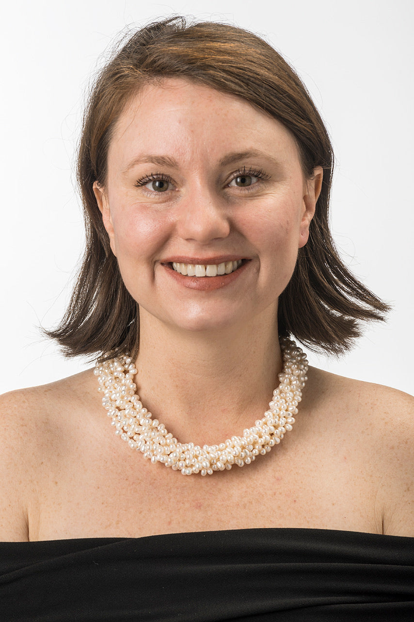 Five-strand white pearl necklace