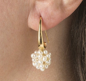 Snowball cluster pearl earrings