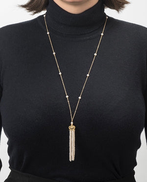 Gold and pearl tassel necklace