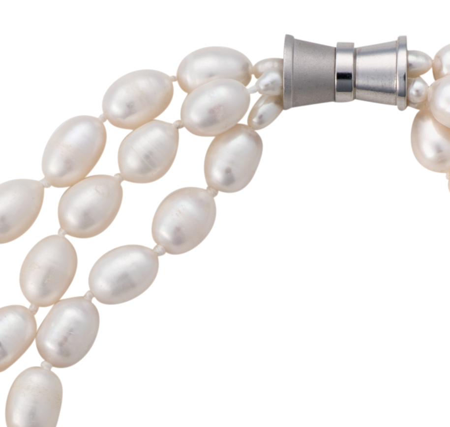 Three strand freshwater pearl 2025 necklace