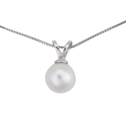 Sterling Silver Single Pearl Necklace Dog House Pearls