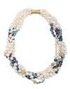 5 Strand Freshwater Pearls, Garnet, Tourmaline, Epetite, Kyanite Necklace