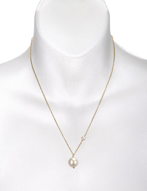 Freshwater Edison Pearl and Small Freshwater Pearl on Gold Chain