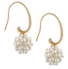 An image of white snowball cluster pearl earrings on 14k gold plating