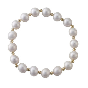 Pearl and gold bead stretch bracelet